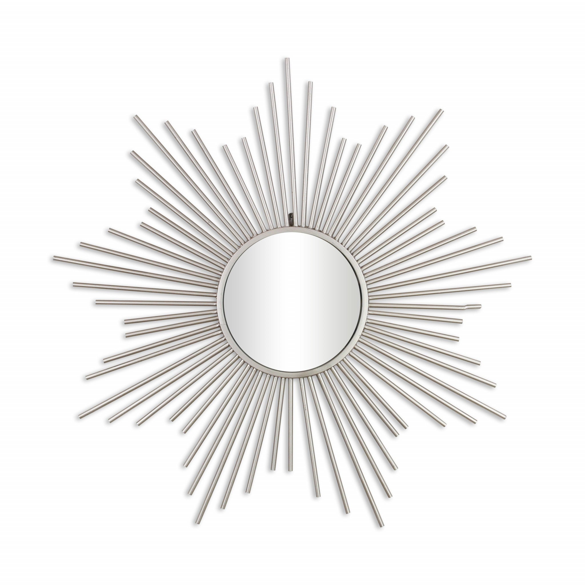 Silver Metal Sunburst Framed Accent Mirror - 32-inch