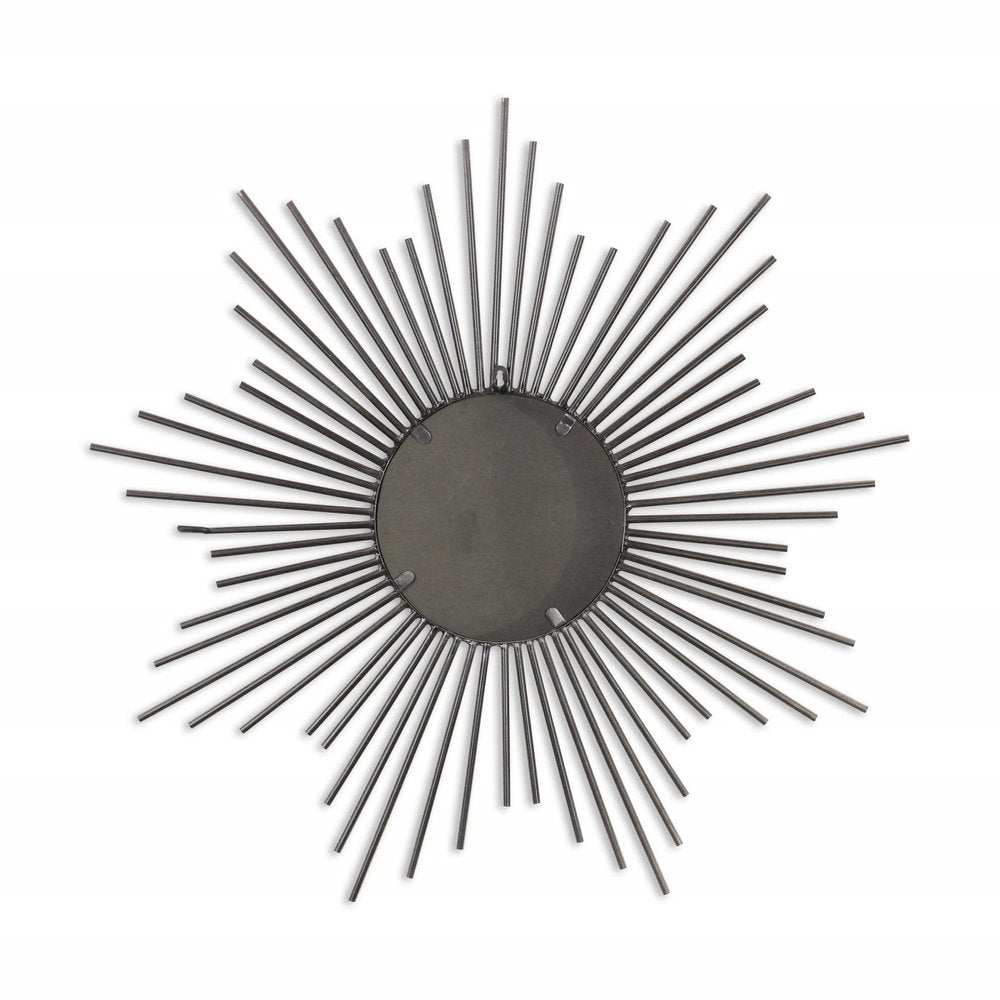 Silver Metal Sunburst Framed Accent Mirror - 32-inch
