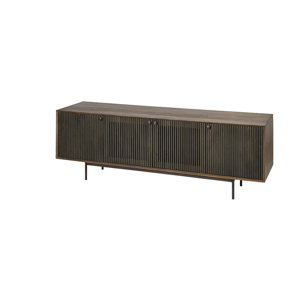 Brown Solid Wood Cabinet Enclosed Storage TV Stand - 20-inch