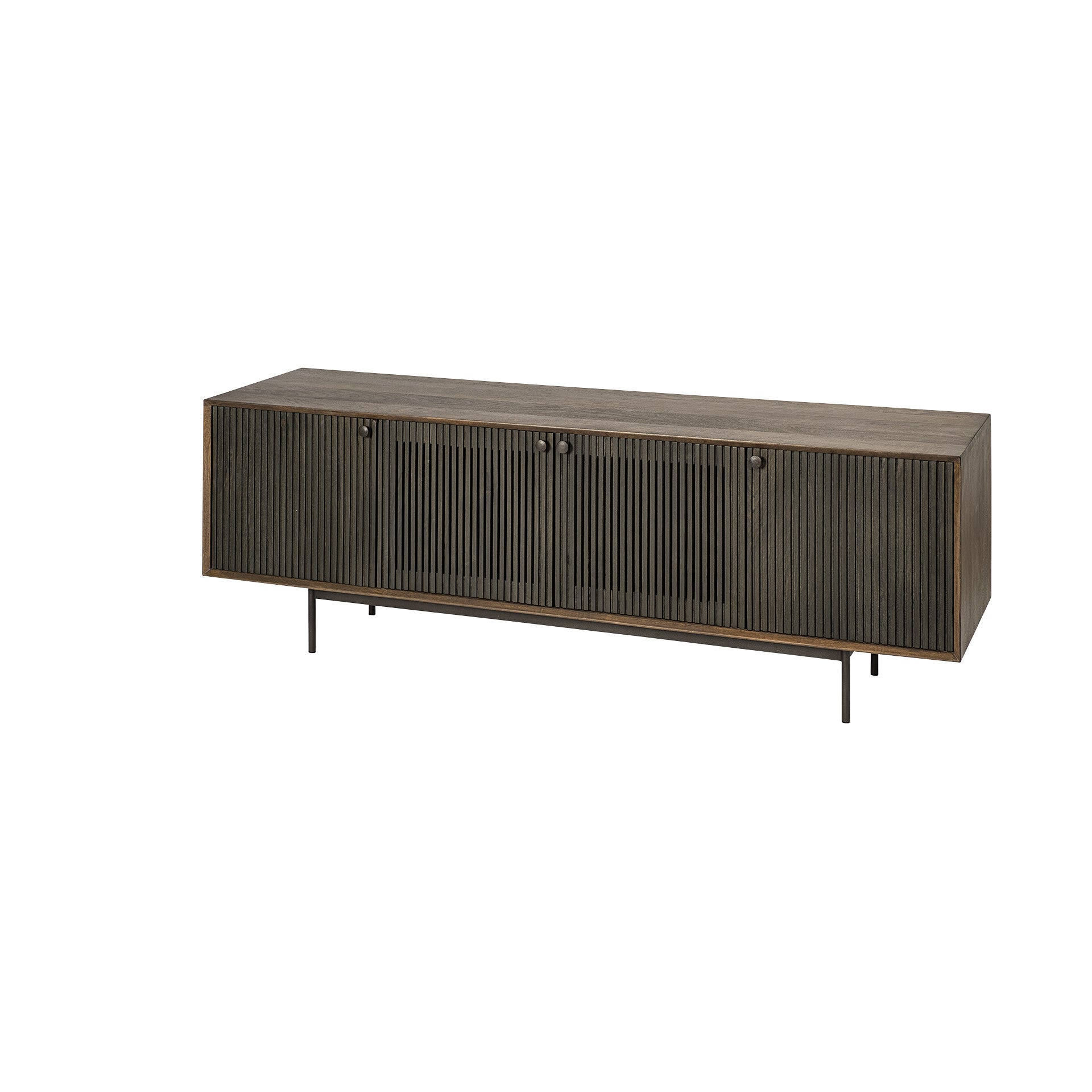 Brown Solid Wood Cabinet Enclosed Storage TV Stand - 20-inch