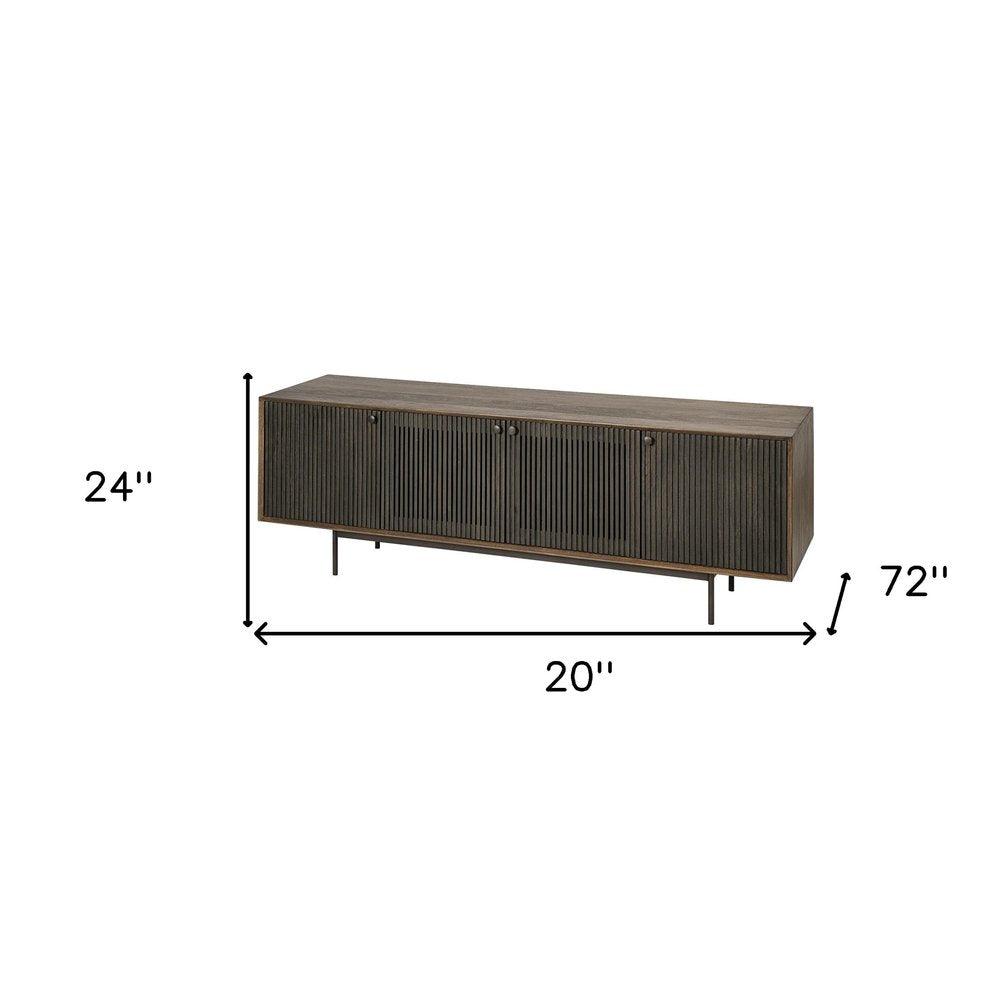 Brown Solid Wood Cabinet Enclosed Storage TV Stand - 20-inch