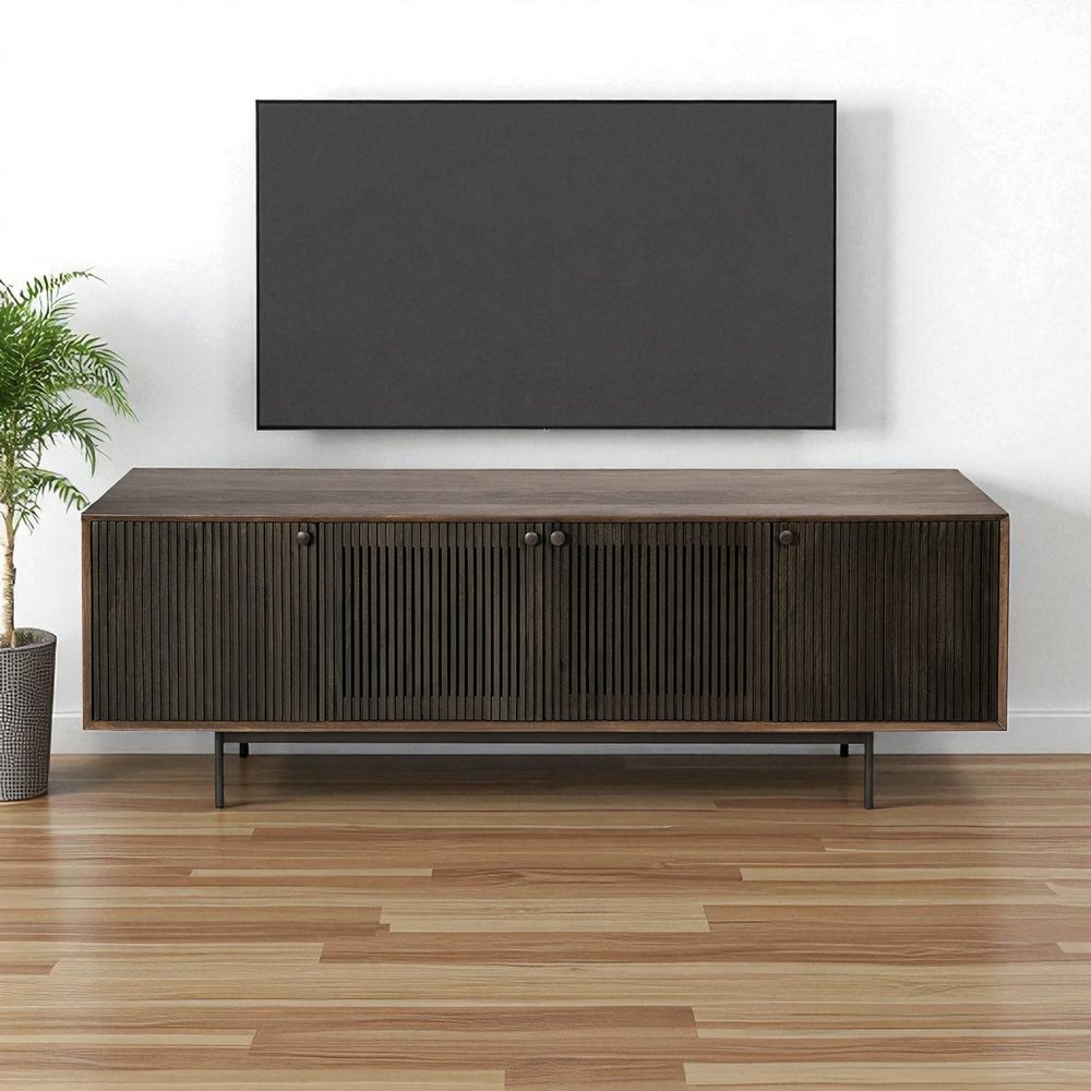 Brown Solid Wood Cabinet Enclosed Storage TV Stand - 20-inch