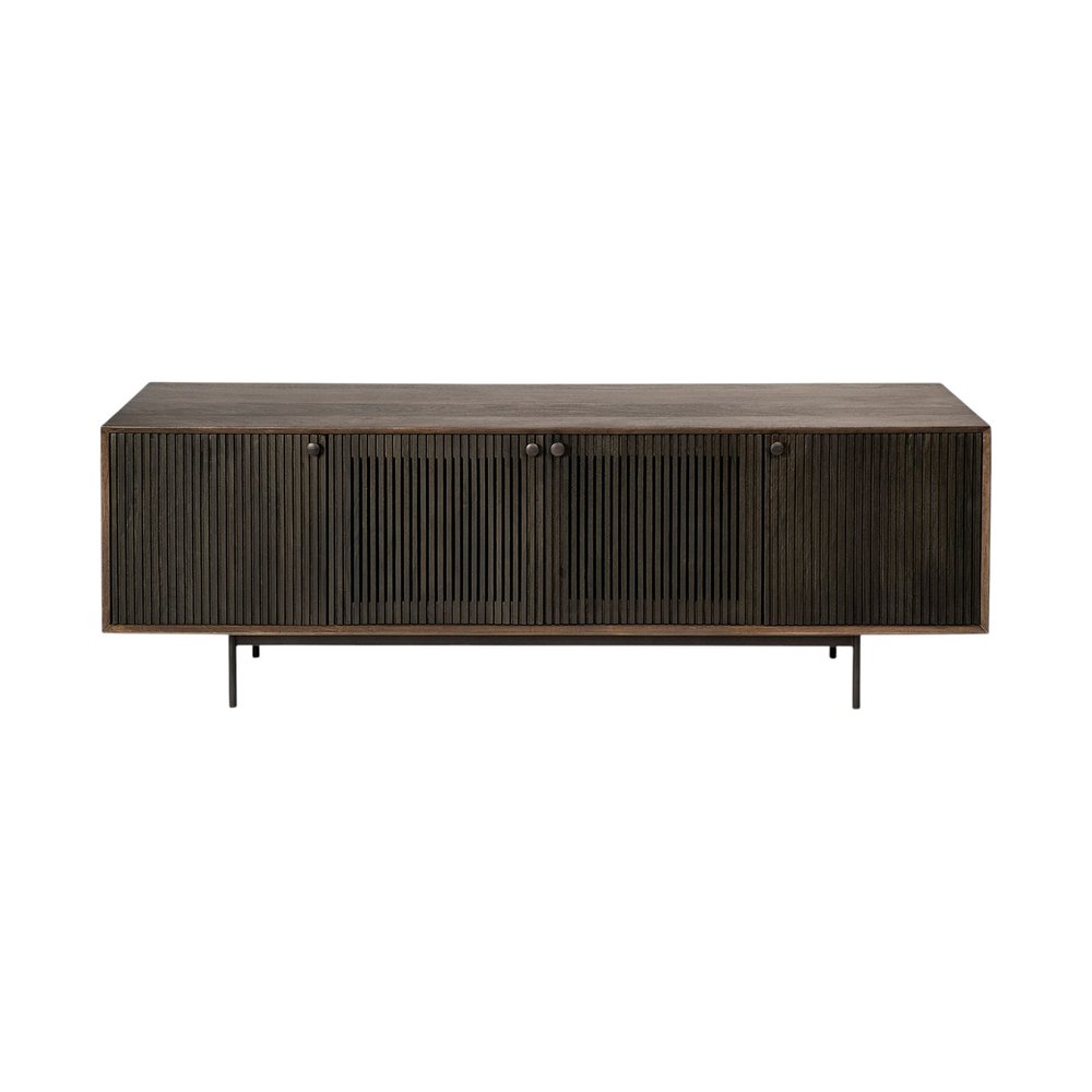 Brown Solid Wood Cabinet Enclosed Storage TV Stand - 20-inch