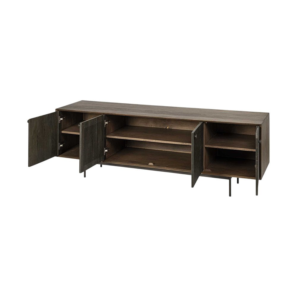 Brown Solid Wood Cabinet Enclosed Storage TV Stand - 20-inch