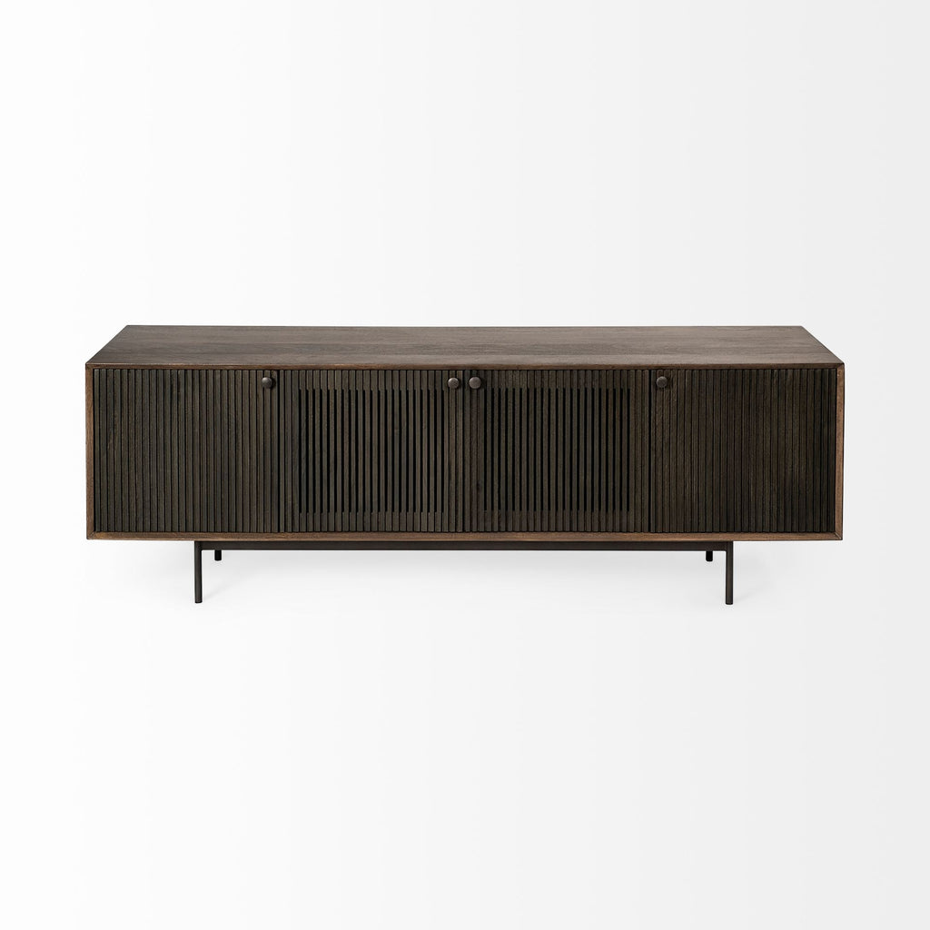 Brown Solid Wood Cabinet Enclosed Storage TV Stand - 20-inch
