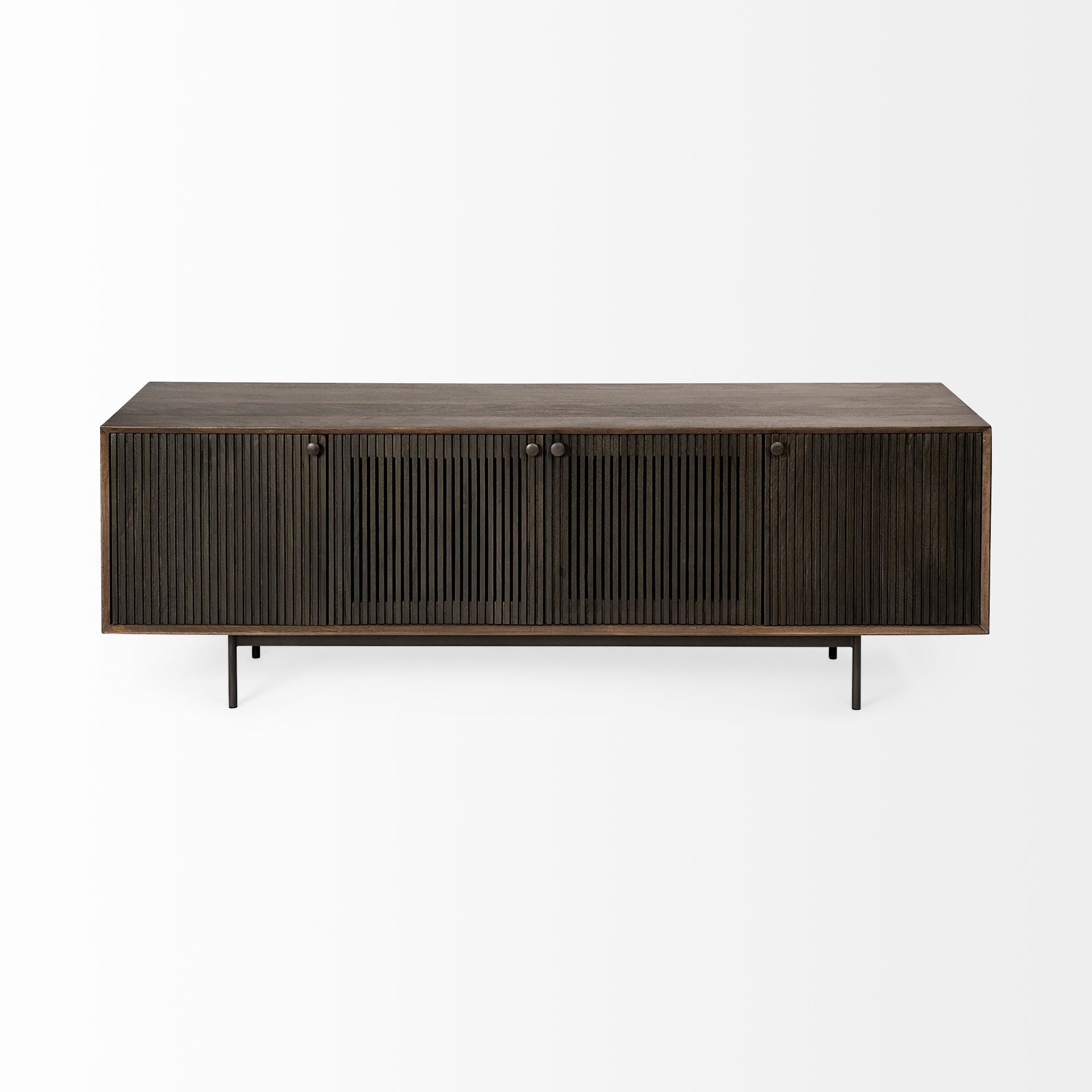 Brown Solid Wood Cabinet Enclosed Storage TV Stand - 20-inch