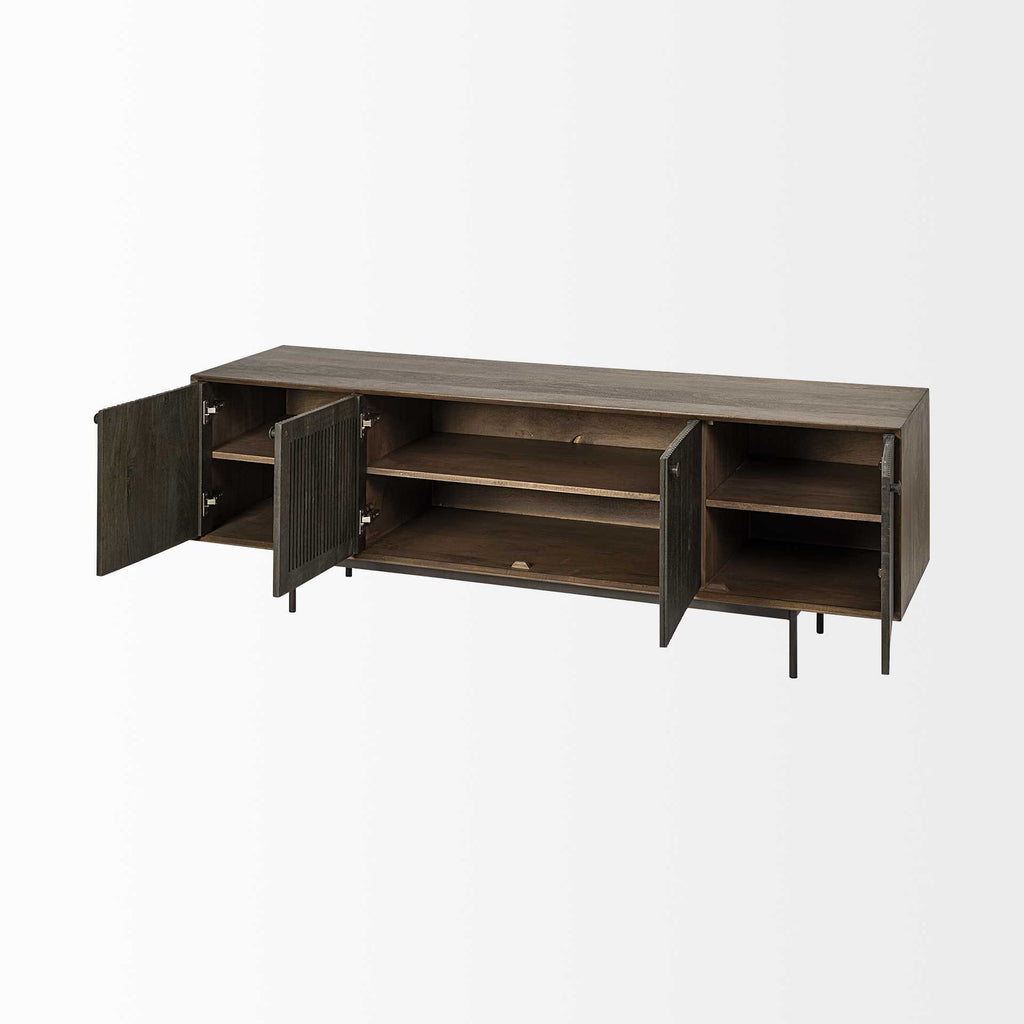 Brown Solid Wood Cabinet Enclosed Storage TV Stand - 20-inch