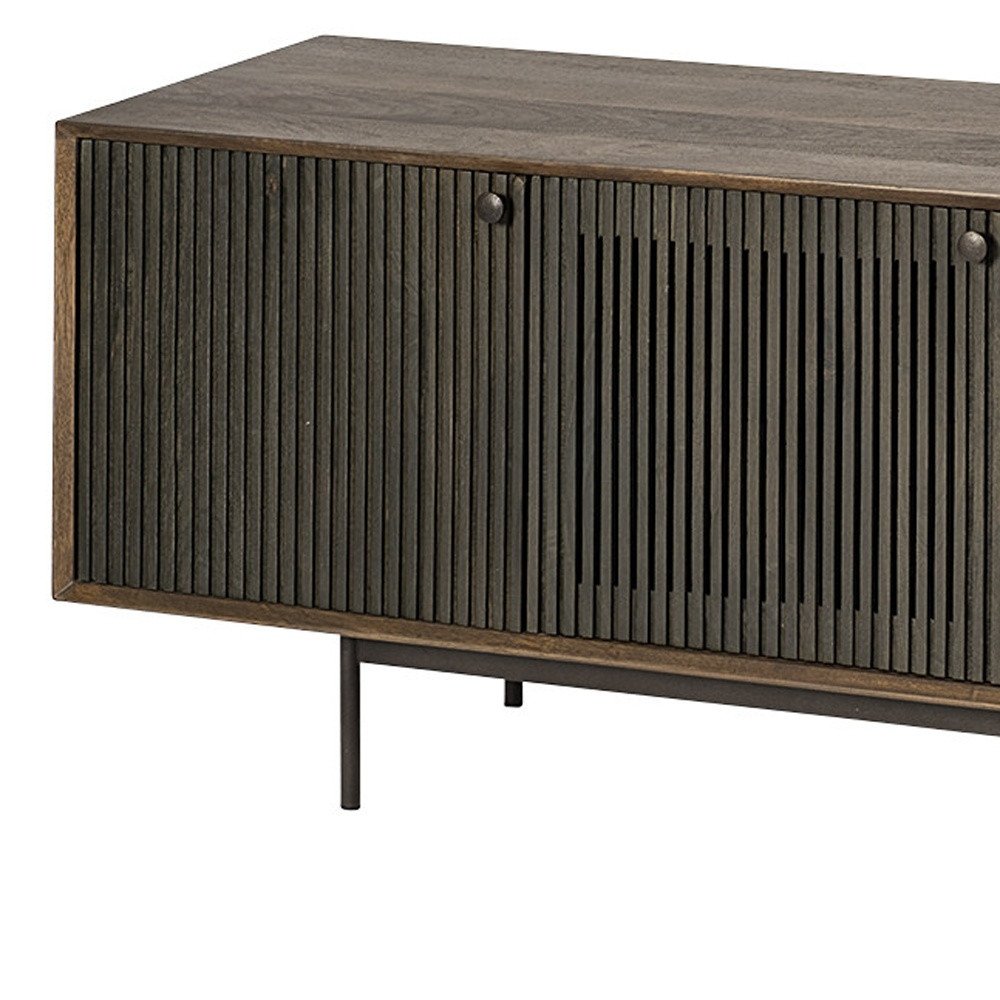 Brown Solid Wood Cabinet Enclosed Storage TV Stand - 20-inch