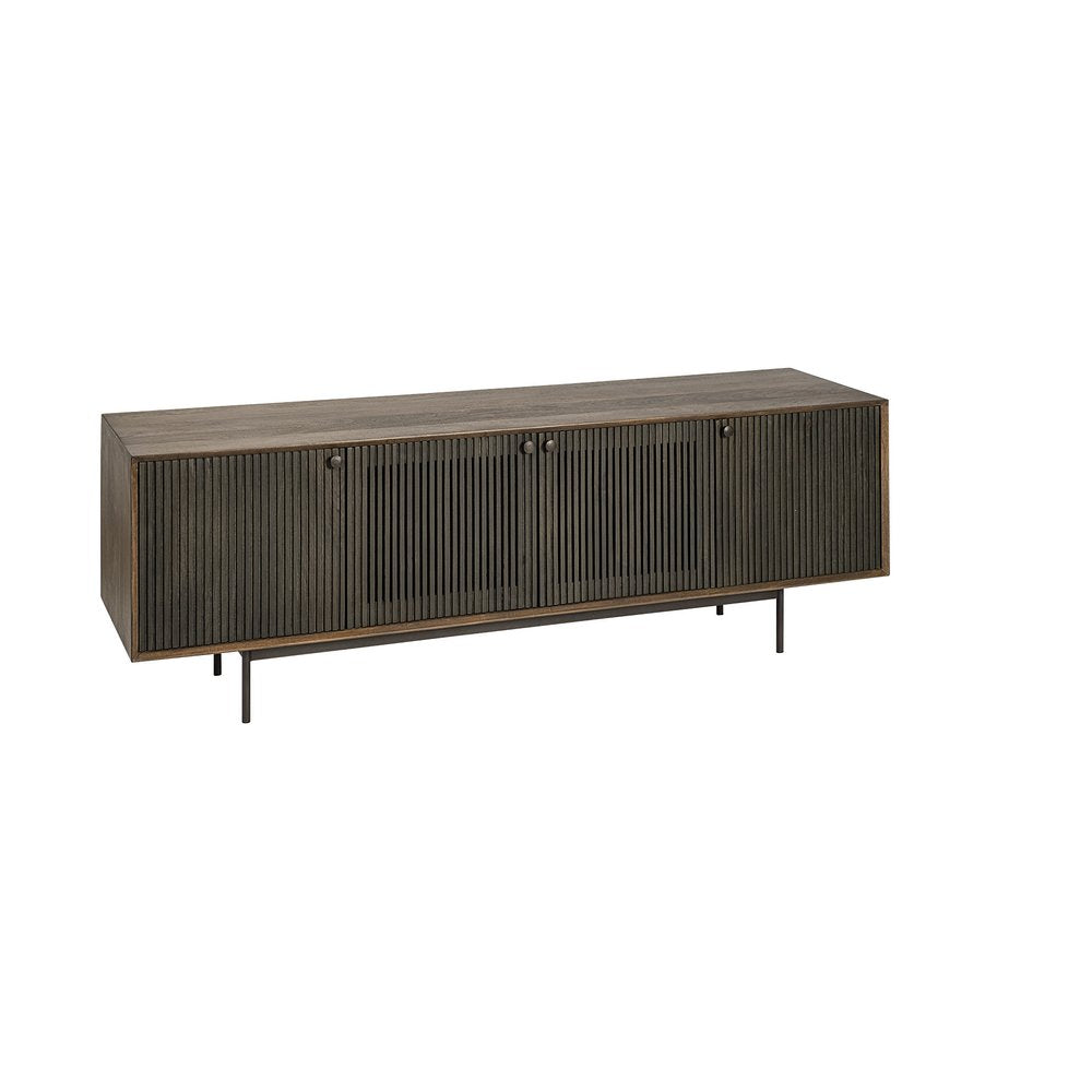 Brown Solid Wood Cabinet Enclosed Storage TV Stand - 20-inch