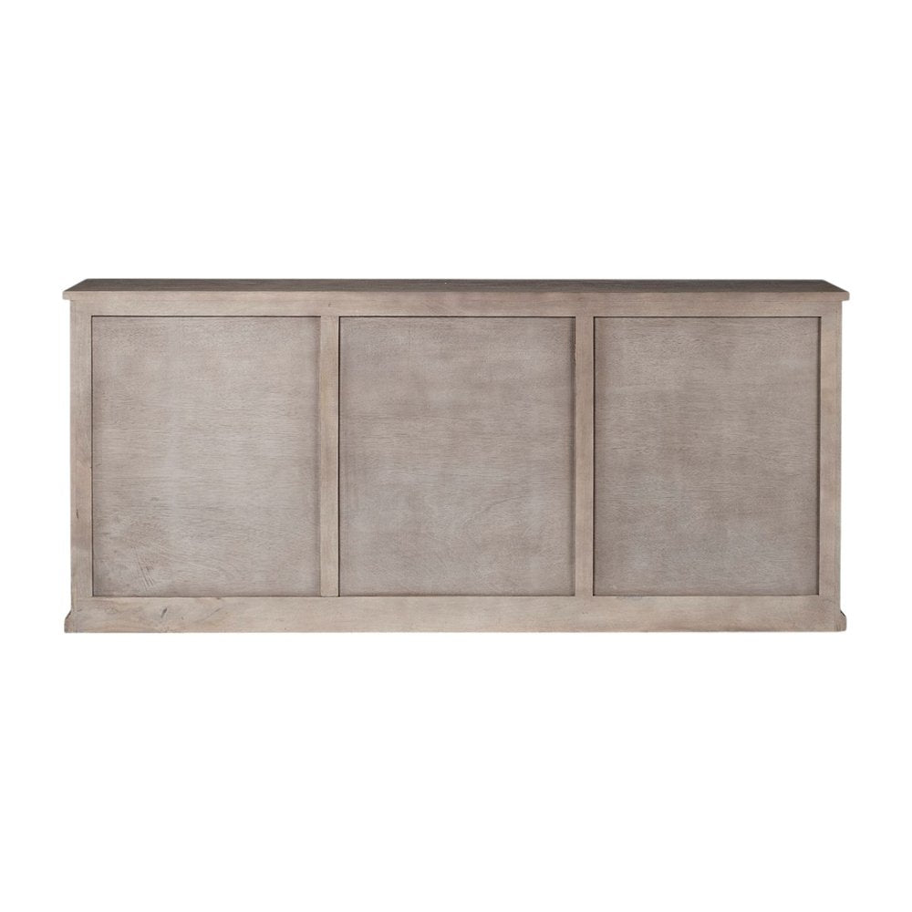 Brown Solid Wood Three Drawer Sideboard with Six Doors - 82-inch