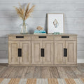 Brown Solid Wood Three Drawer Sideboard with Six Doors - 82-inch