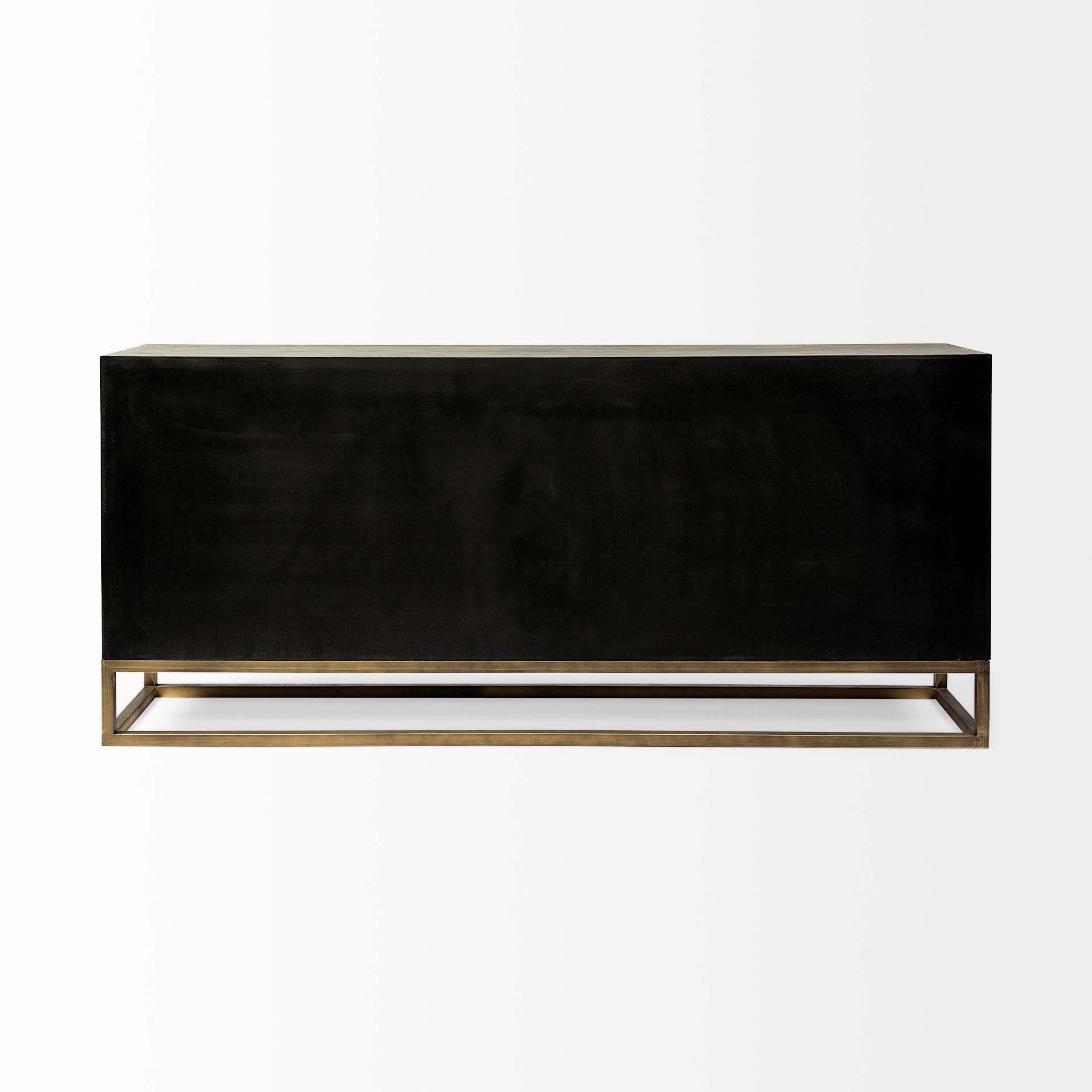 Brown and Antiqued Gold Solid Wood Nine Drawer Sideboard - 16-inch