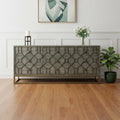 Brown and Antiqued Gold Solid Wood Nine Drawer Sideboard - 16-inch
