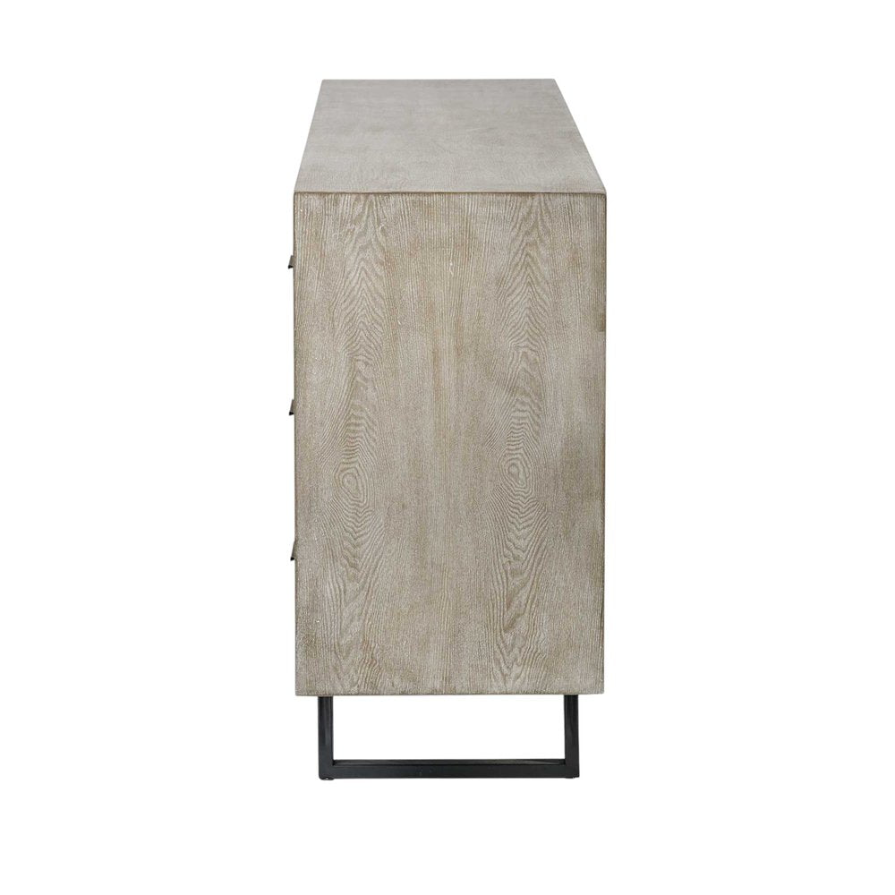 Light Brown Solid Wood Nine Drawer Sideboard - 70-inch