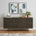 Brown and Black Solid Wood Six Drawer Sideboard - 70-inch