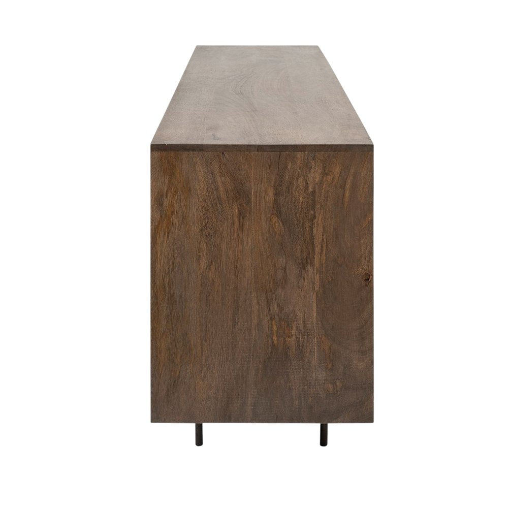 Brown and Black Solid Wood Six Drawer Sideboard - 70-inch