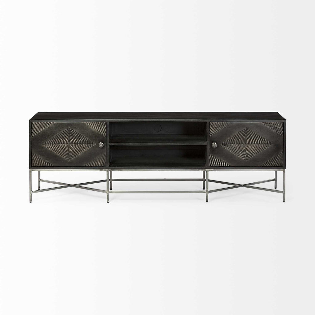 Dark Brown Solid Wood Console Table - 16-inch