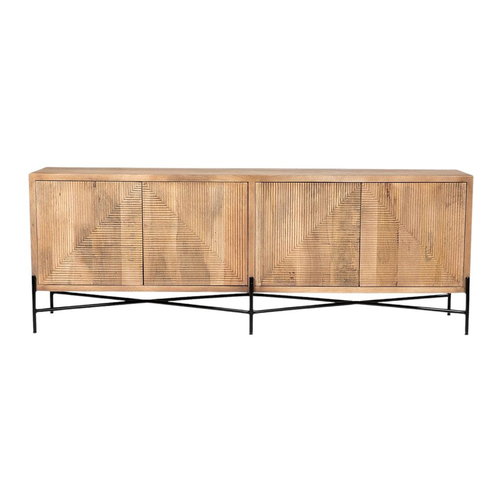 Brown Solid Wood Sideboard with Four Doors - 78-inch