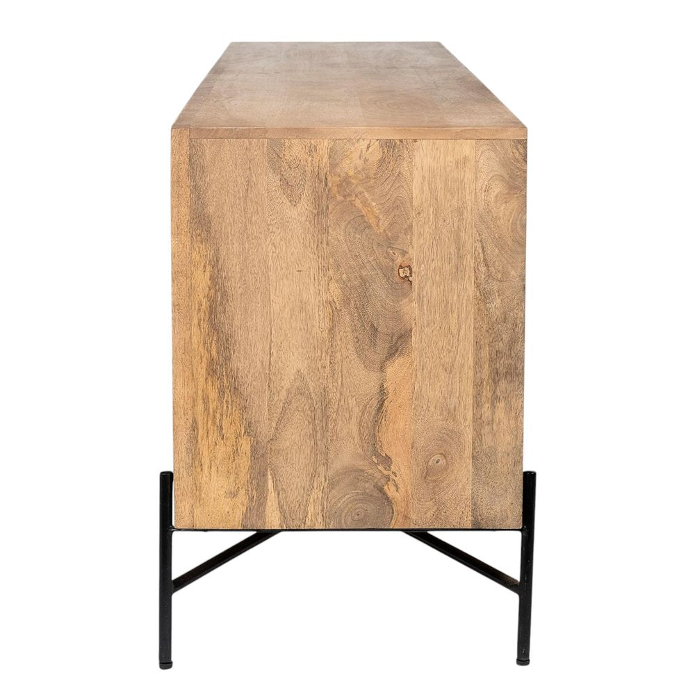 Brown Solid Wood Sideboard with Four Doors - 78-inch
