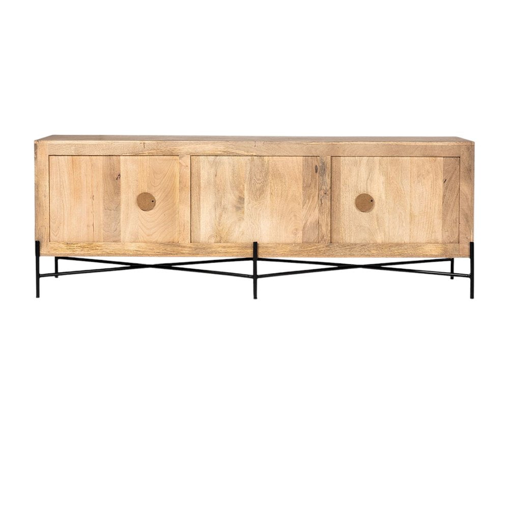 Brown Solid Wood Sideboard with Four Doors - 78-inch
