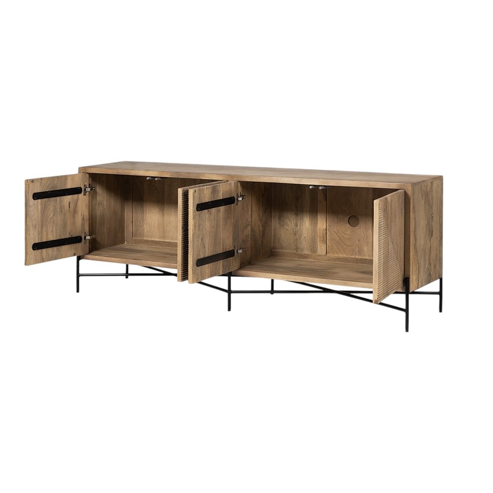 Brown Solid Wood Sideboard with Four Doors - 78-inch