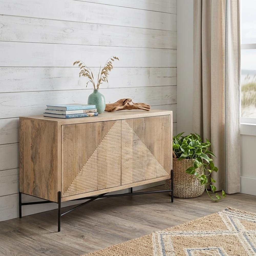 Brown Solid Wood Sideboard with Four Doors - 78-inch