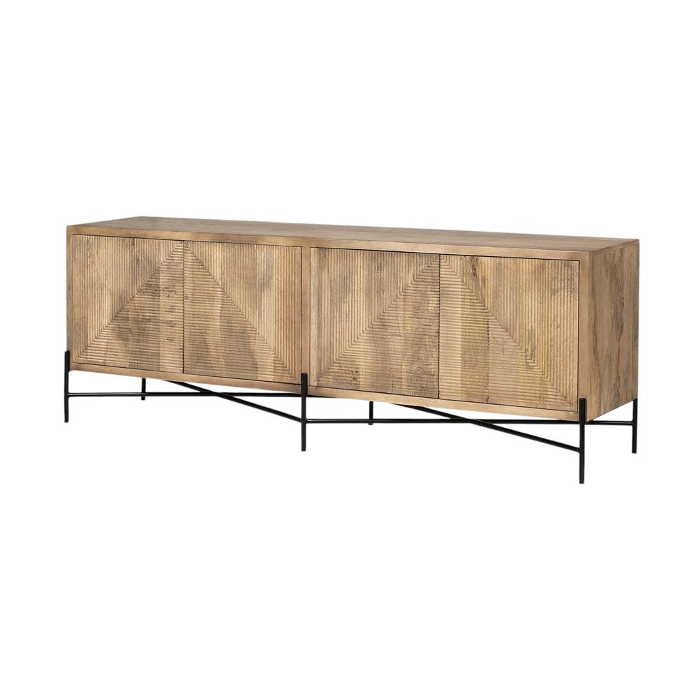 Brown Solid Wood Sideboard with Four Doors - 78-inch