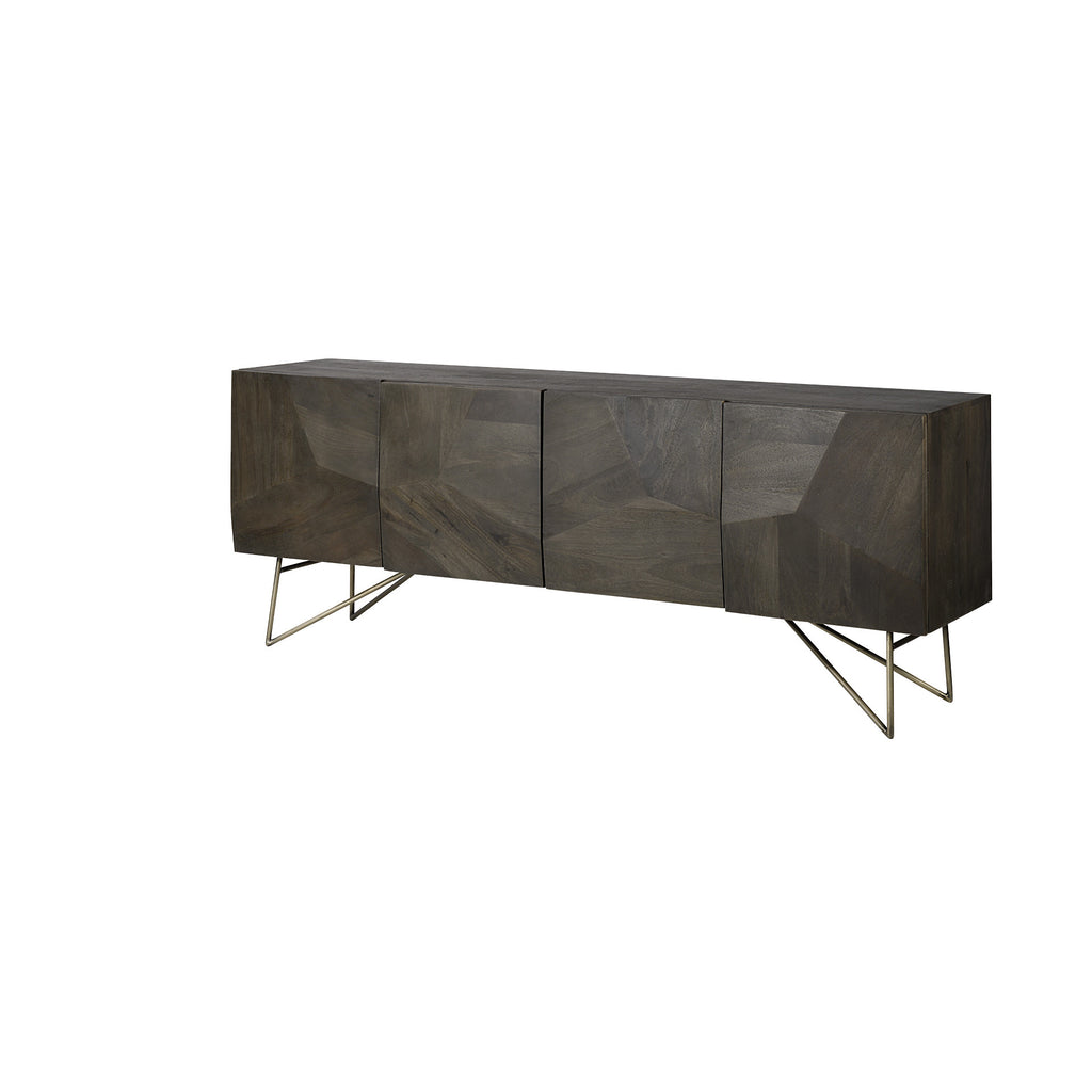 Dark Brown Solid Wood Sideboard with Four Doors - 17-inch