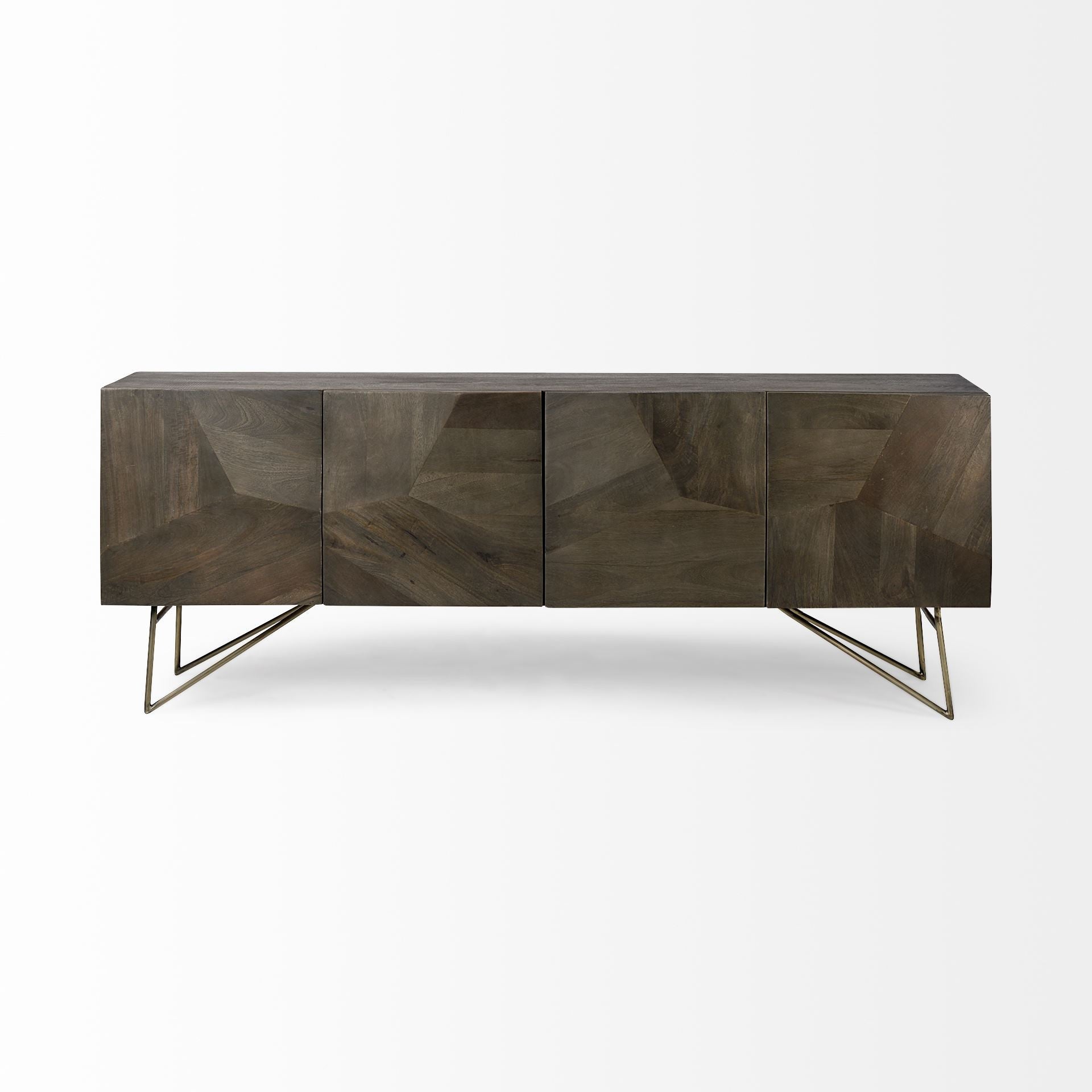 Dark Brown Solid Wood Sideboard with Four Doors - 17-inch