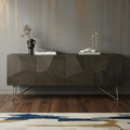 Dark Brown Solid Wood Sideboard with Four Doors - 17-inch