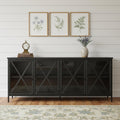 Black Iron Sideboard with Four Glass Doors - 16-inch