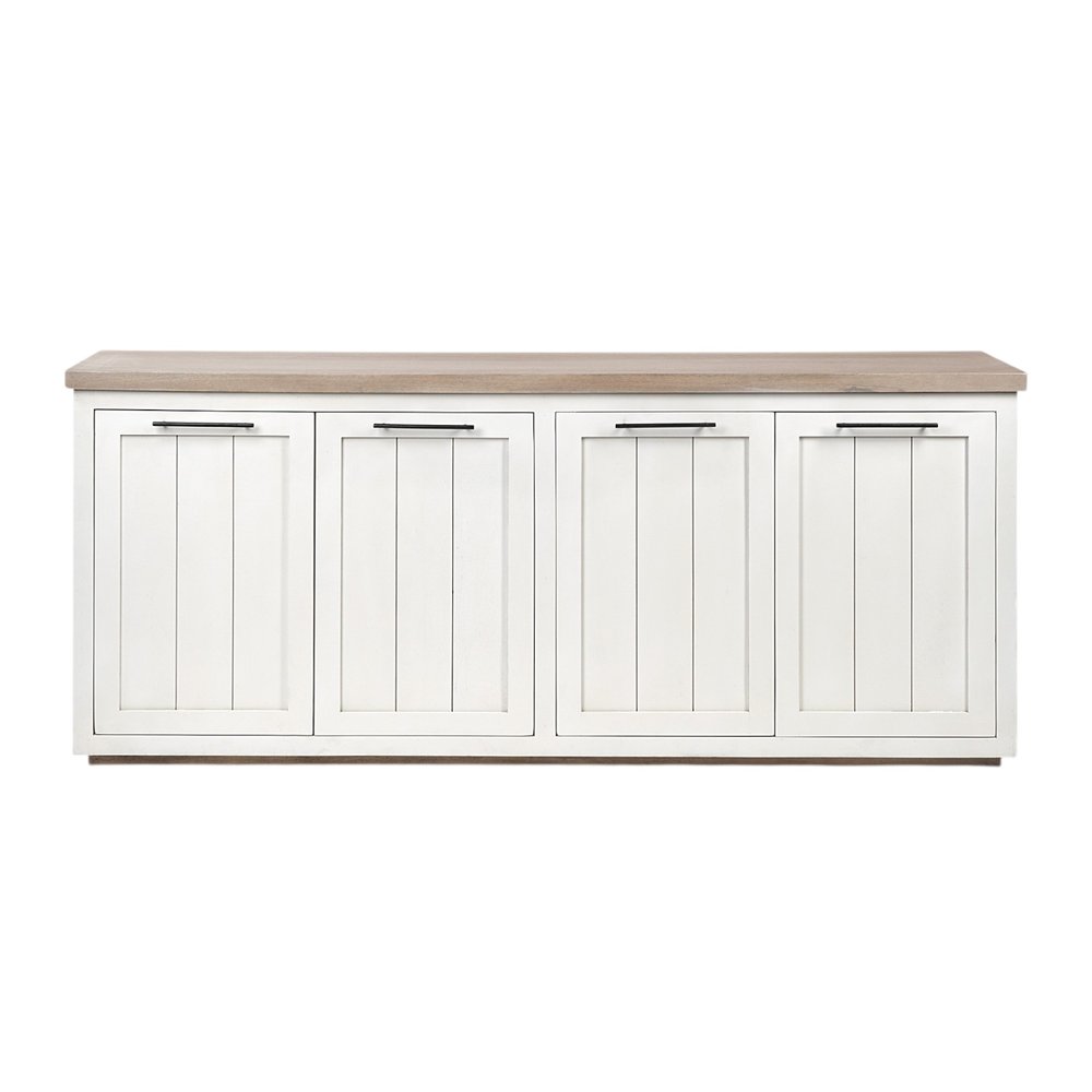 Brown and White Solid Wood Sideboard with Four Doors - 73-inch