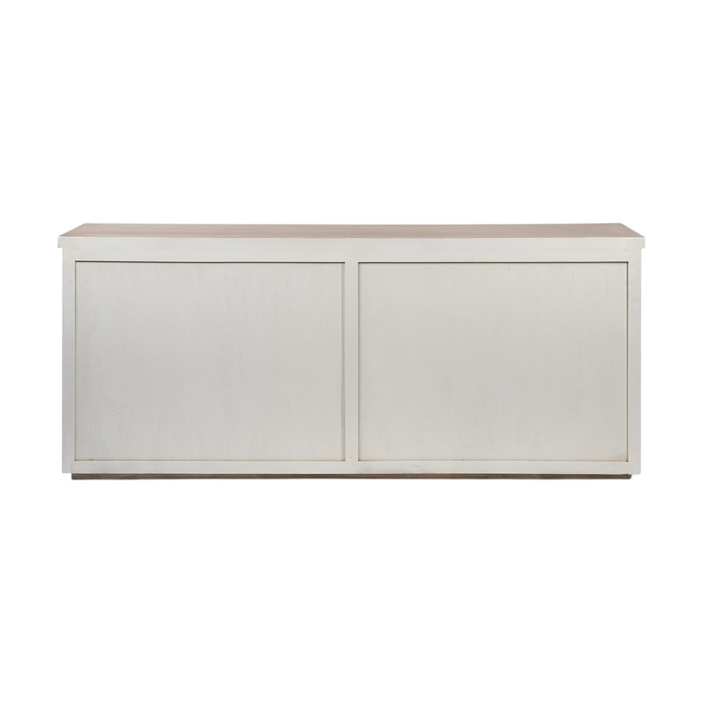 Brown and White Solid Wood Sideboard with Four Doors - 73-inch