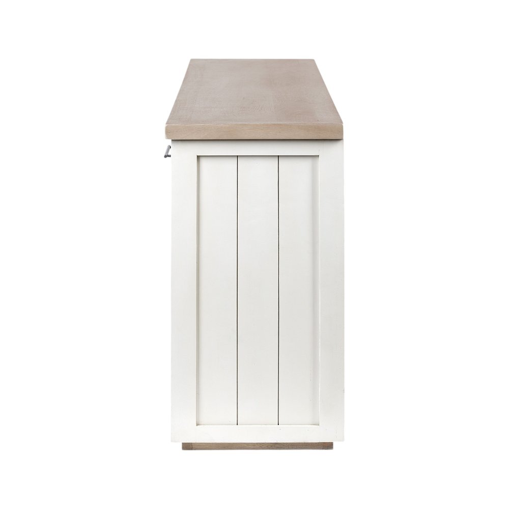 Brown and White Solid Wood Sideboard with Four Doors - 73-inch