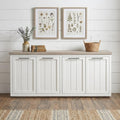 Brown and White Solid Wood Sideboard with Four Doors - 73-inch