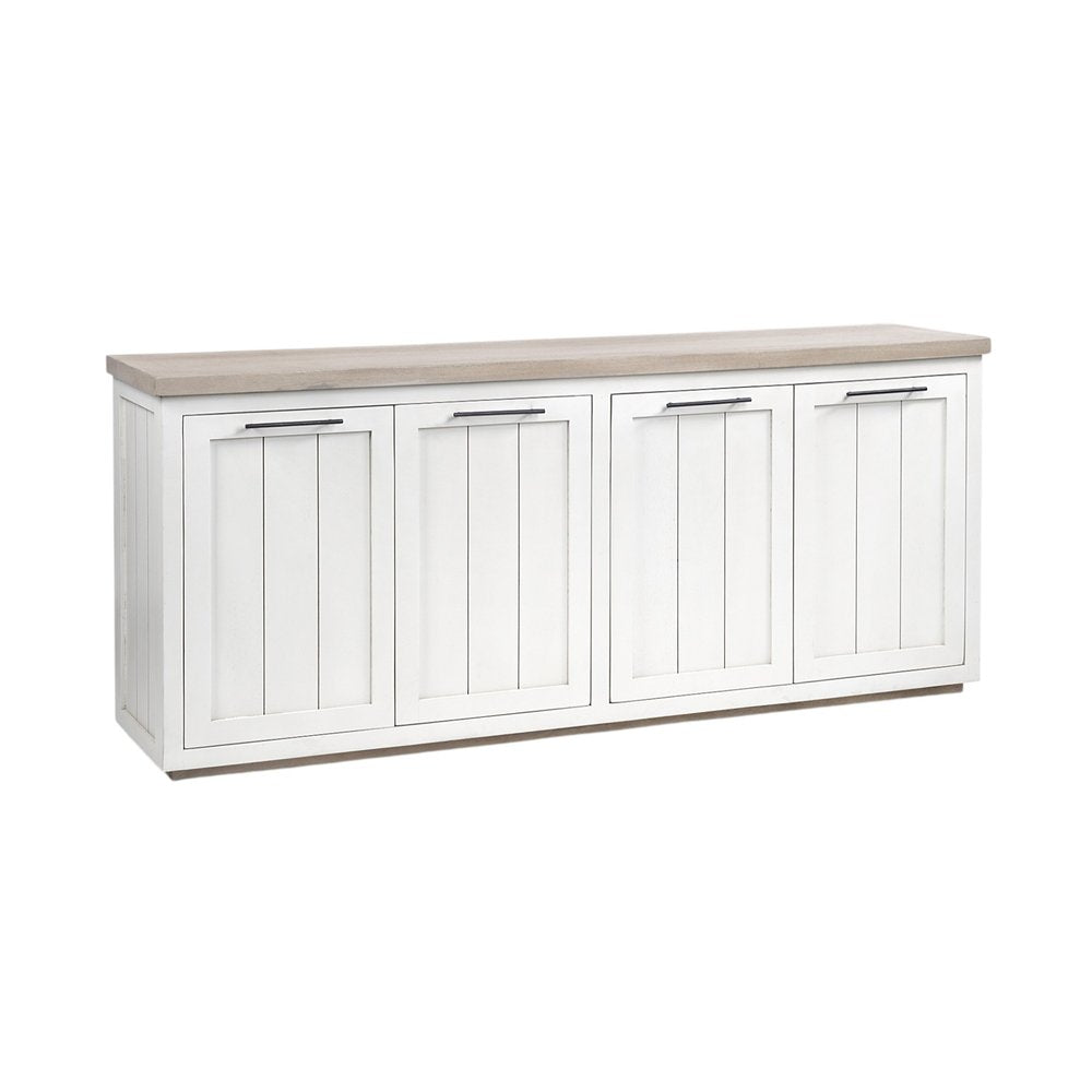 Brown and White Solid Wood Sideboard with Four Doors - 73-inch