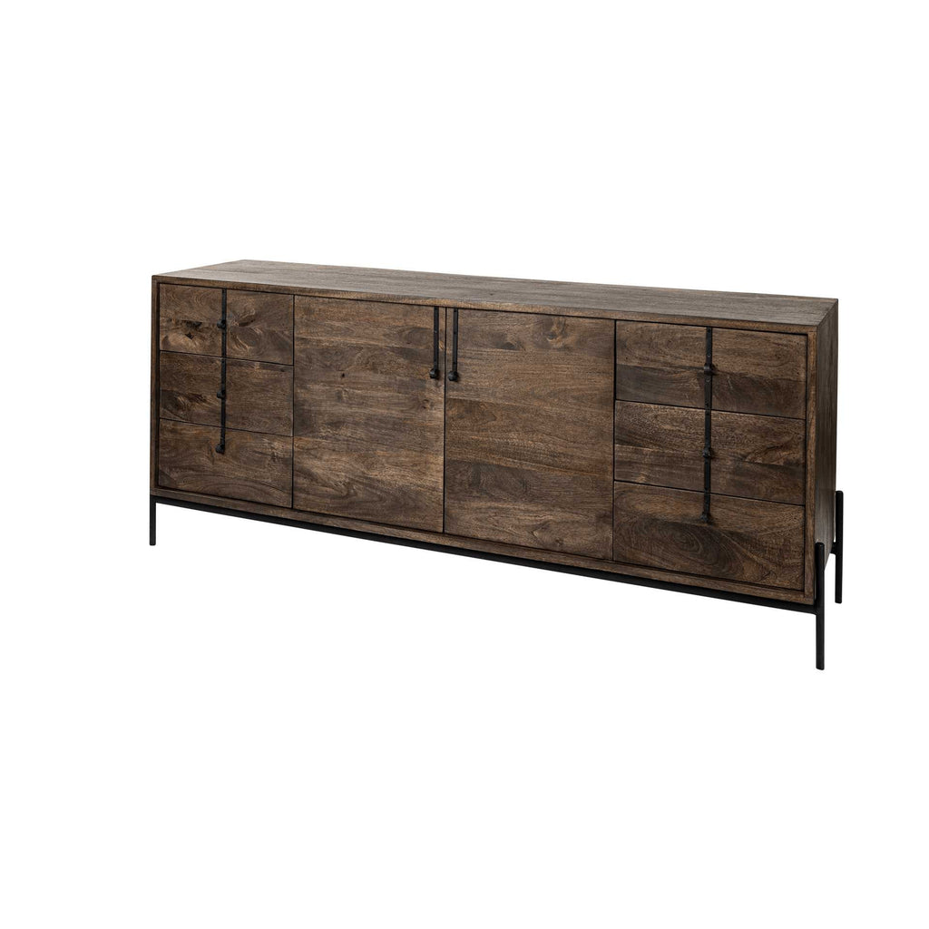 Brown Solid Wood Six Drawer Sideboard with Two Doors - 72-inch
