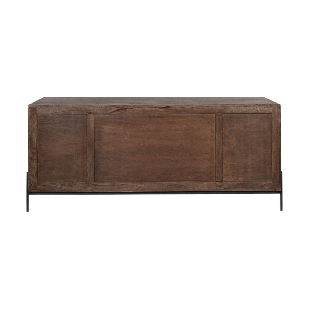 Brown Solid Wood Six Drawer Sideboard with Two Doors - 72-inch
