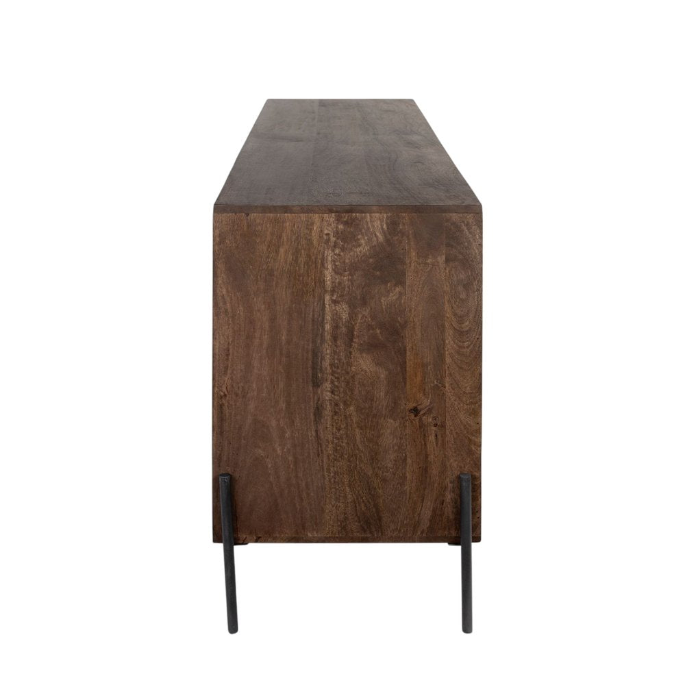 Brown Solid Wood Six Drawer Sideboard with Two Doors - 72-inch
