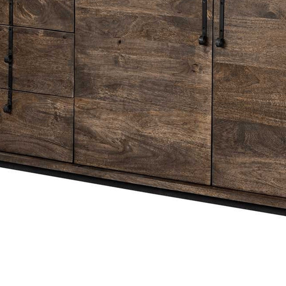 Brown Solid Wood Six Drawer Sideboard with Two Doors - 72-inch