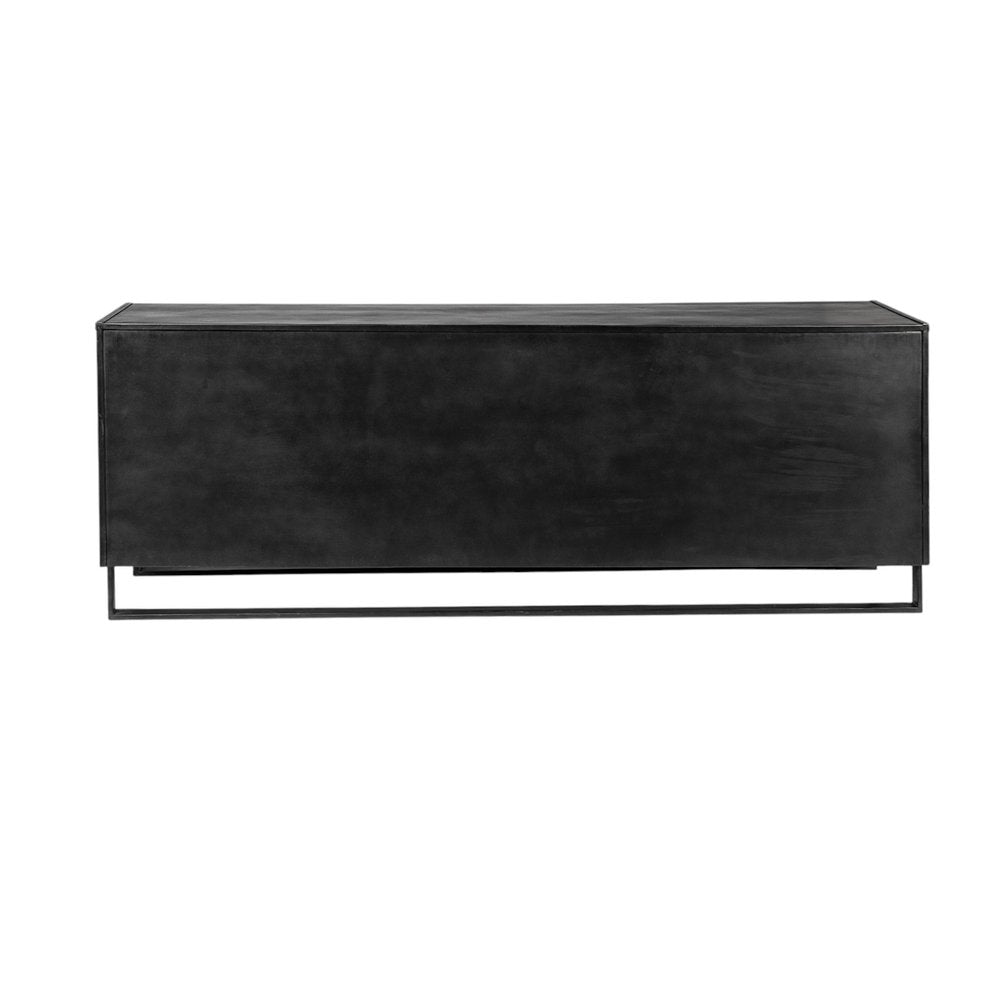 Brown and Black Solid Wood Three Drawer Sideboard with Two Doors - 82-inch