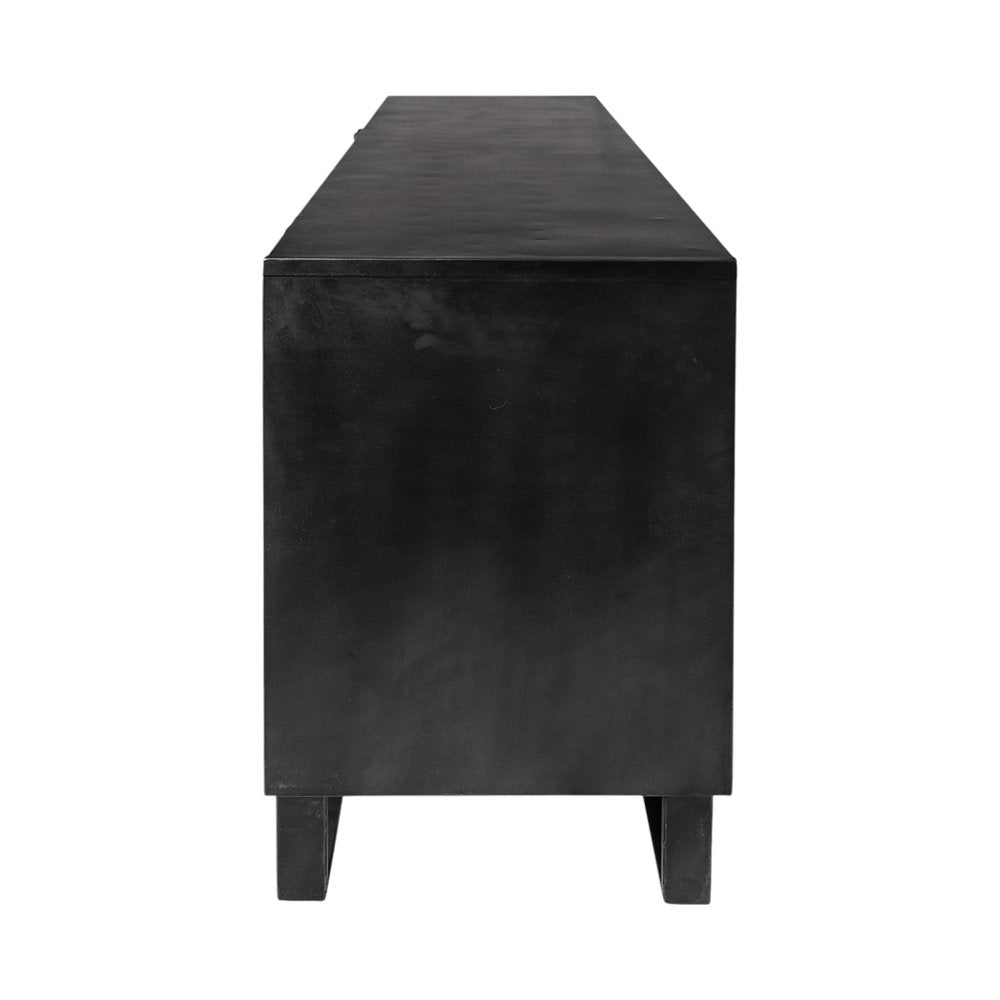 Brown and Black Solid Wood Three Drawer Sideboard with Two Doors - 82-inch