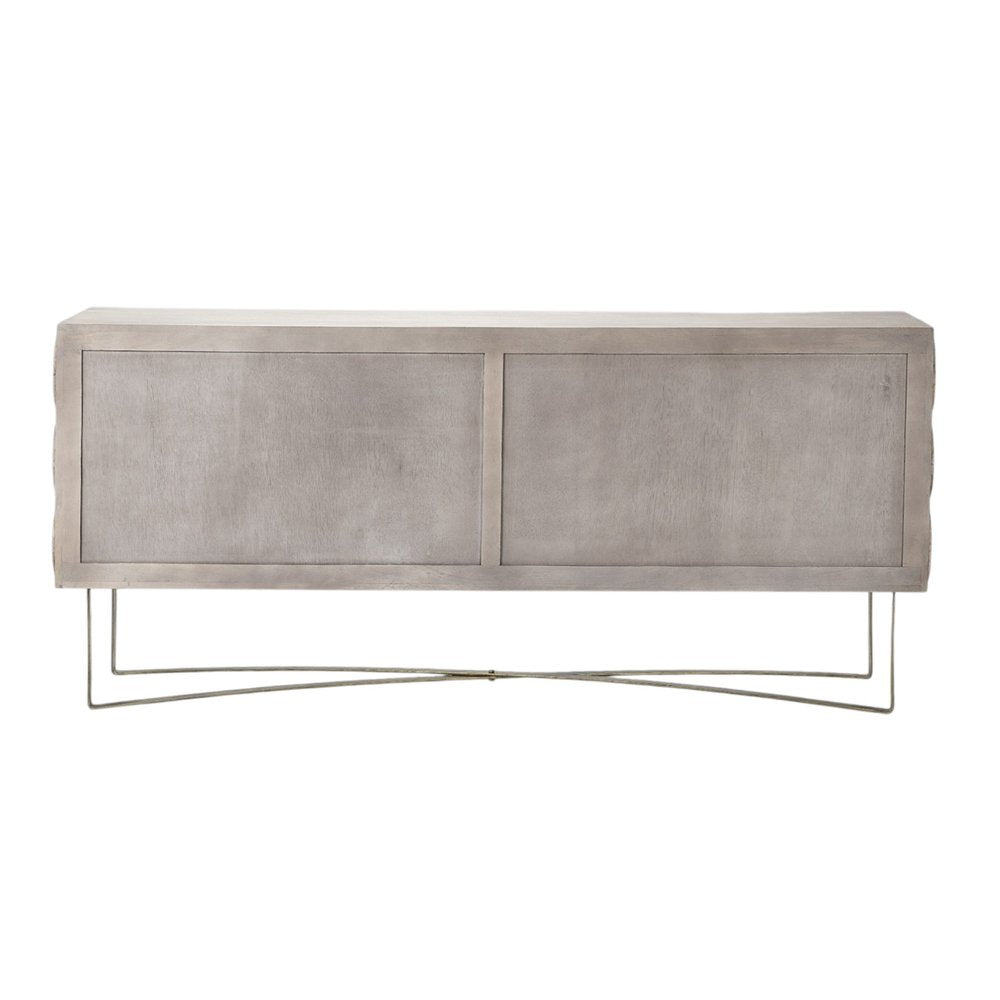 Light Brown Solid Wood Sideboard with Four Doors - 72-inch