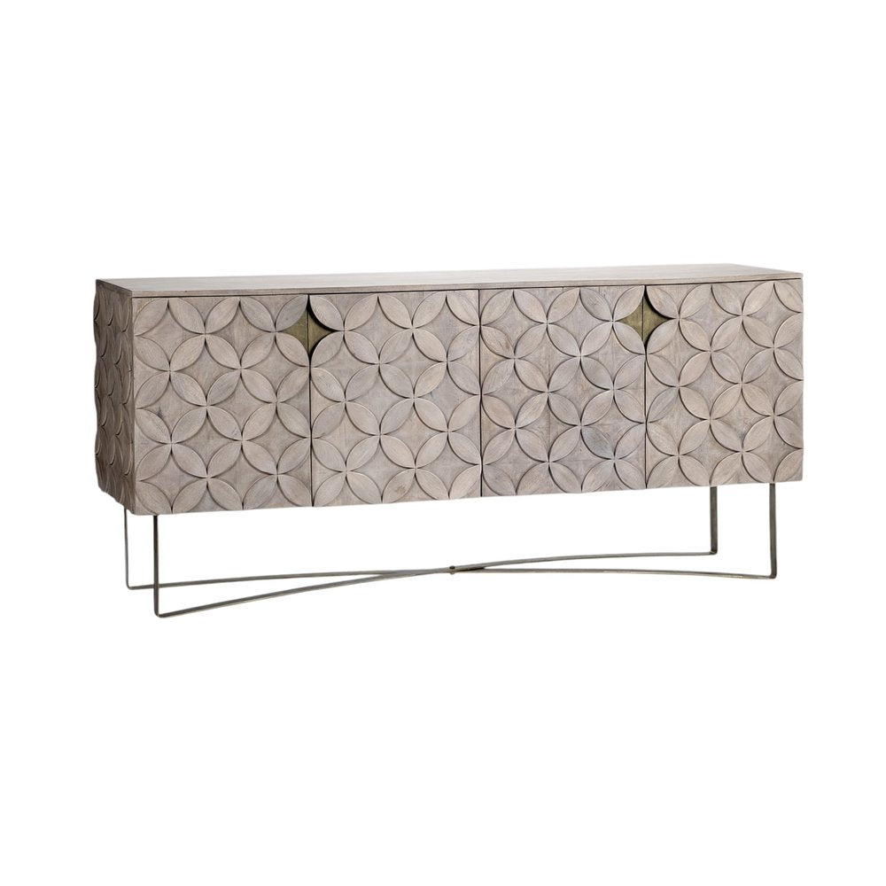 Light Brown Solid Wood Sideboard with Four Doors - 72-inch