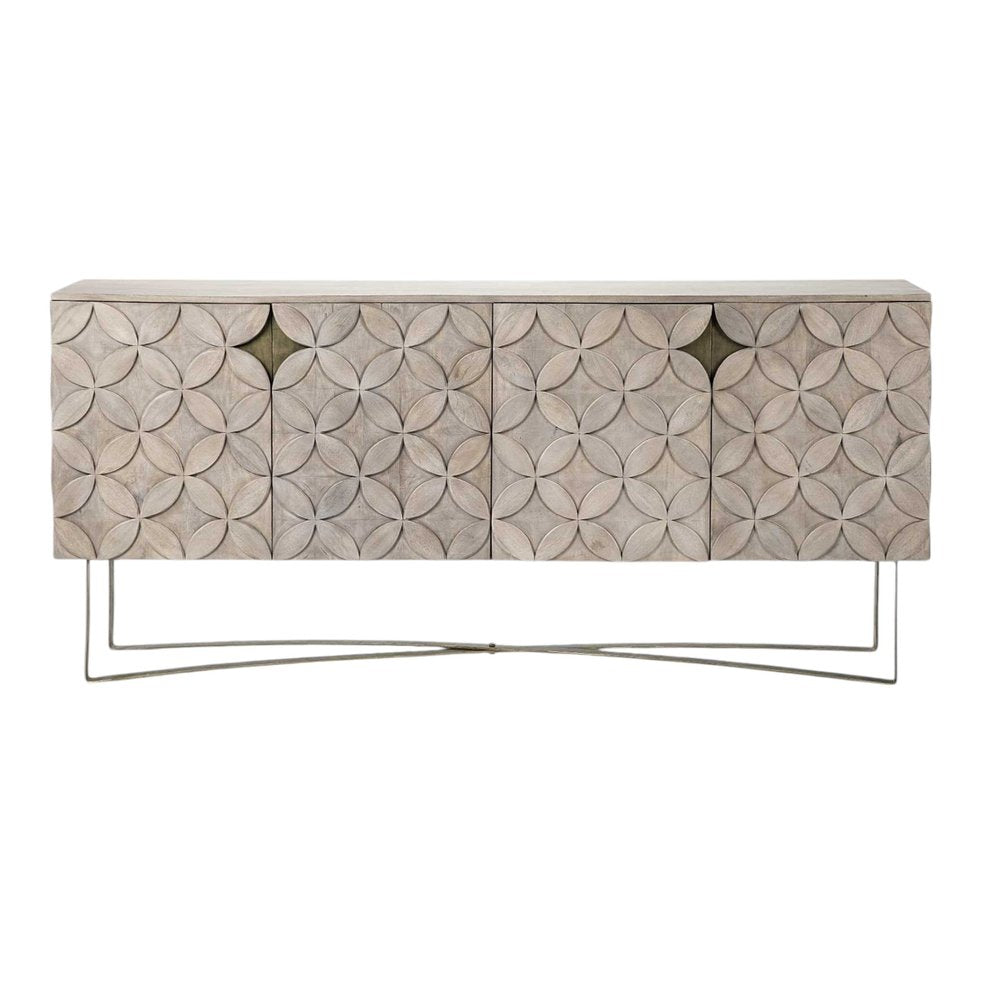 Light Brown Solid Wood Sideboard with Four Doors - 72-inch