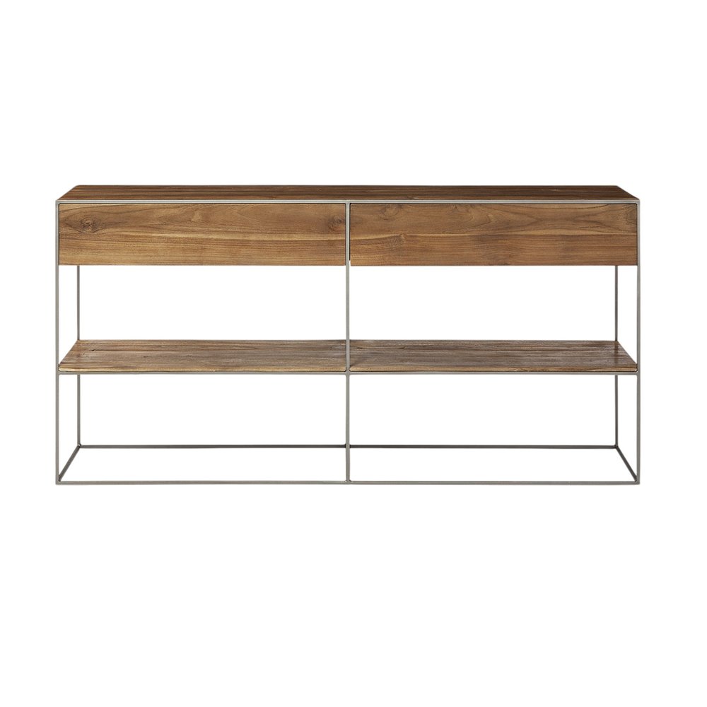 Brown Solid Wood Two Drawer Sideboard - 63-inch
