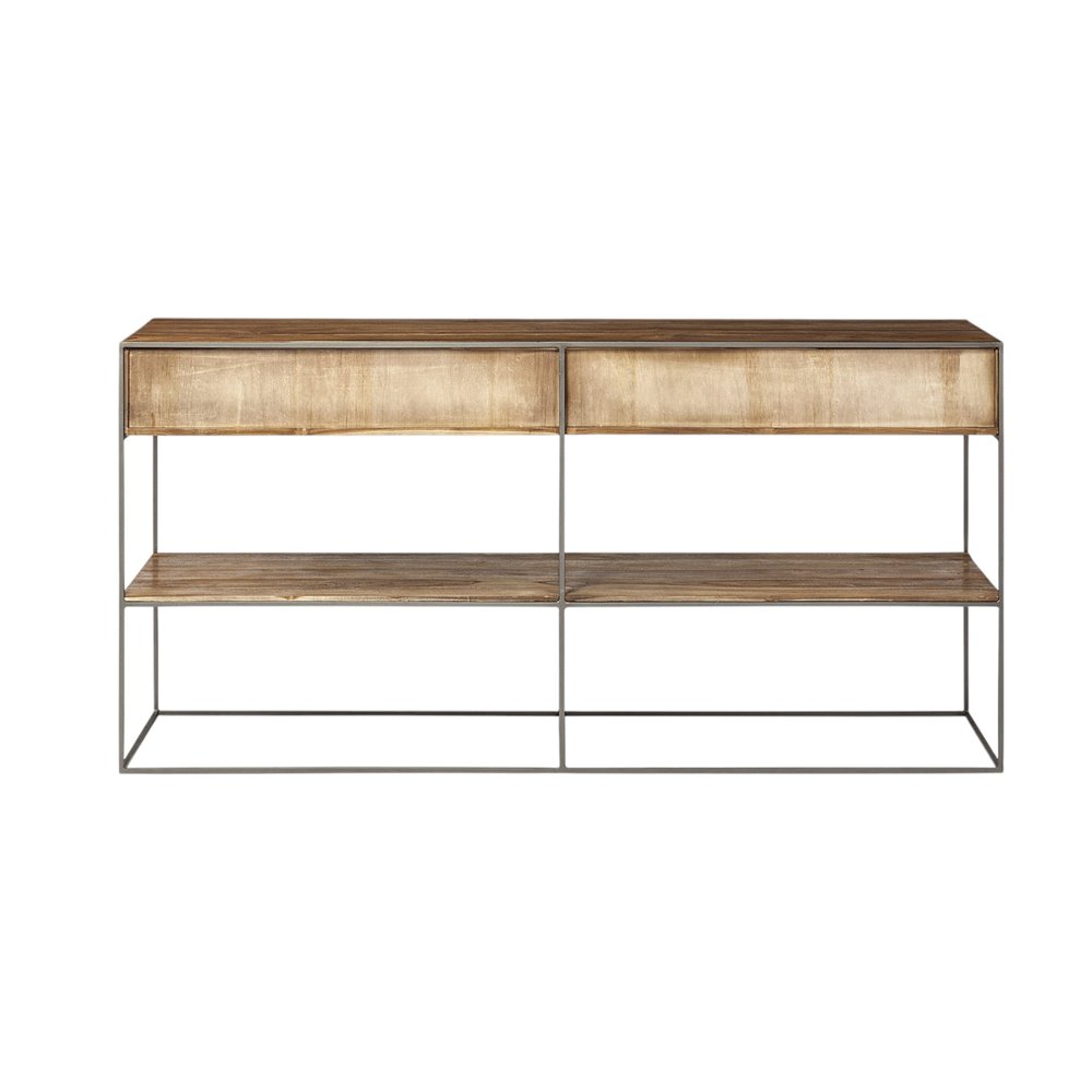 Brown Solid Wood Two Drawer Sideboard - 63-inch