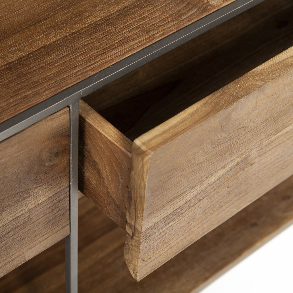 Brown Solid Wood Two Drawer Sideboard - 63-inch