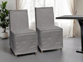 Set of Two Gray and Brown Slipcovered Wood Parsons Chairs