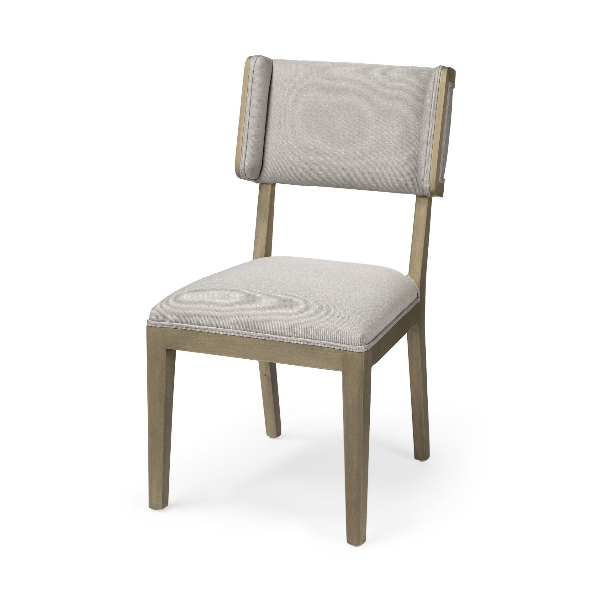 Set of Two Light Gray and Brown Upholstered Fabric Open Back Side Chairs